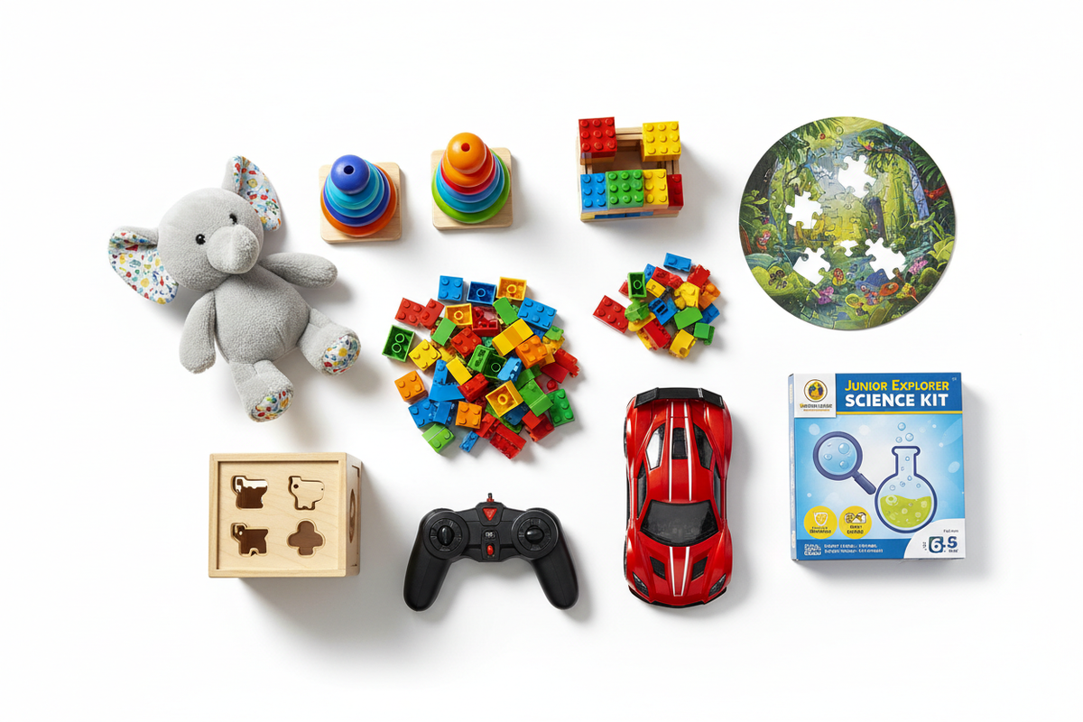 Toys for All Ages Flat Lay