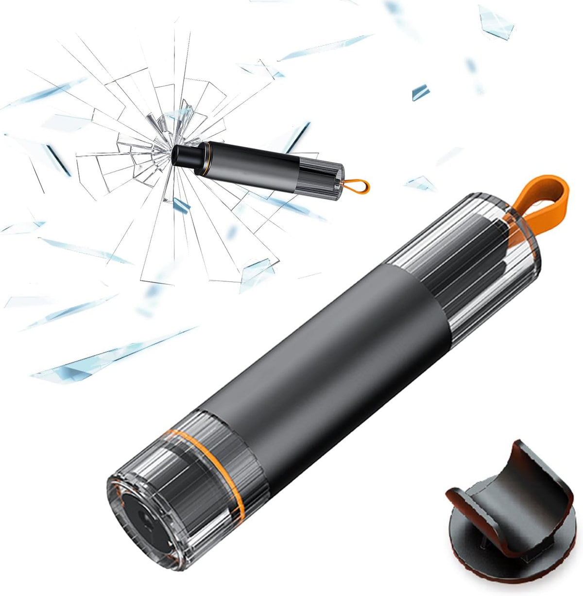 Wanheart Notfallhammer Auto Mit Gurtschneider, 2 in 1 Gurtschneider Notfallhammer, Tragbarer Autoglas Zertrümmert Nothammer, Sicherheitshammer Mit Gurtmesser Fürs Auto Bus (Dunkelgrau)