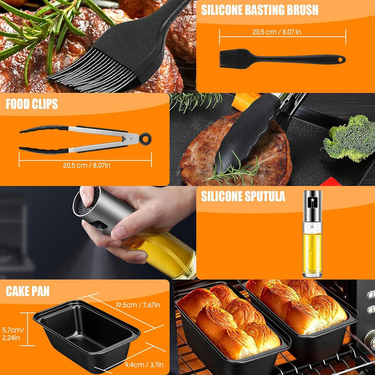Heißluftfritteuse Zubehör Für Philips Airfryer Dual Basket 3000 Series - Air Fryer Accessories Einschließlich Silikonform, Grillrost, Brotbackformen, Küchenzange, Ölspray, Usw