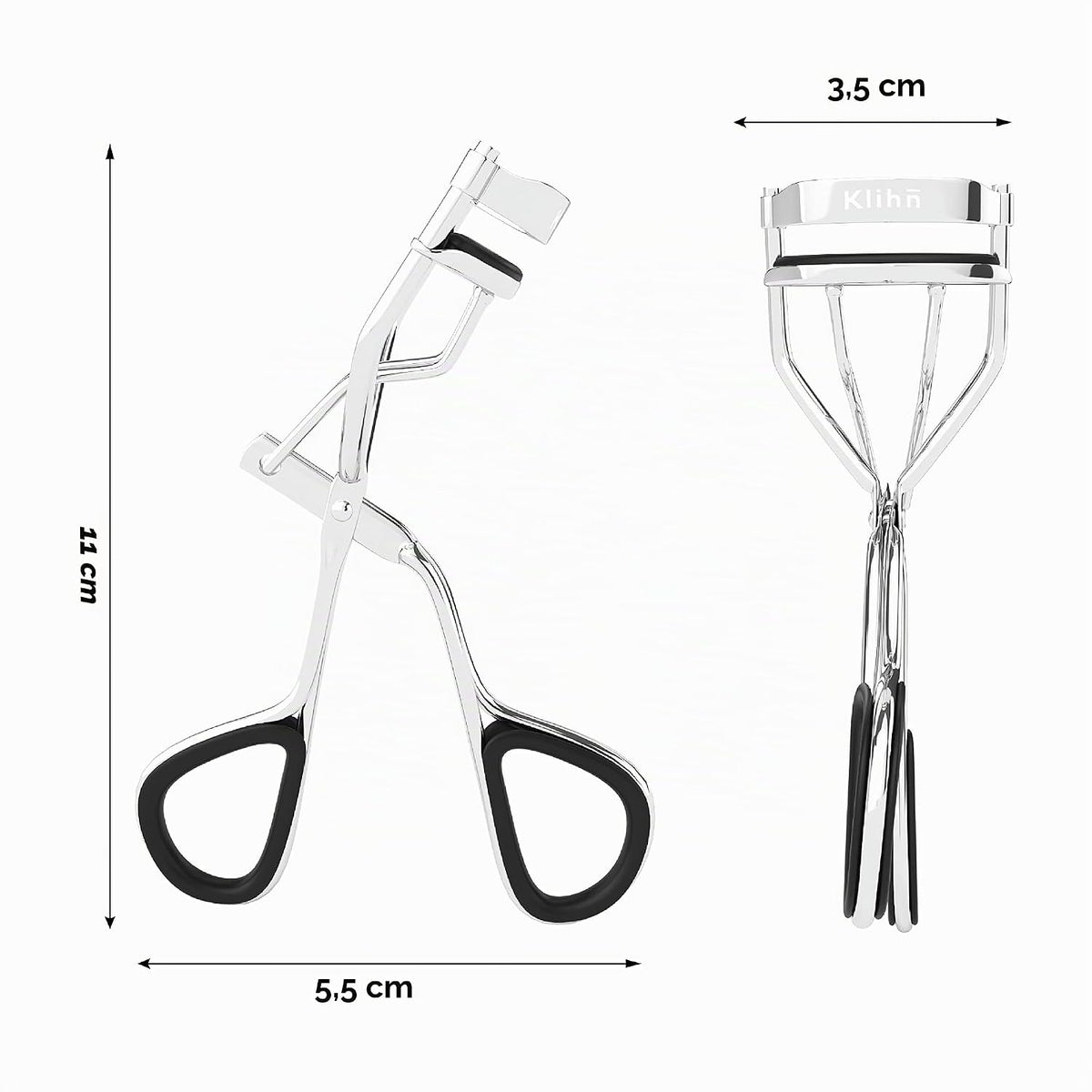 Exklusive Wimpernzange, Eyelash Curler Inkl. 8 Extra Ersatz-Gummi-Pads - Das Make-Up Tool Für Perfekt Geschwungene Wimpern Aus Hochwertigem Carbonstahl (Silber)