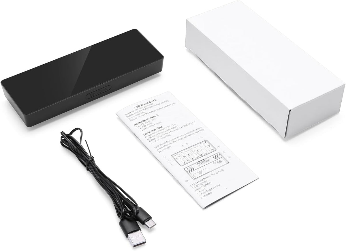 Criacr Digitale Uhr, LED Wecker Digital Mit Großanzeige, Datum, 12/24HR, DST Funktion, Snooze, 4 Helligkeit Regelbar, Typ-C/Batteriebetrieben Tischuhr Digital Für Nachttisch & Schreibtisch