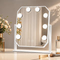 Schminkspiegel Mit Beleuchtung Hollywood Spiegel - Vanity Mirror Mit 8 LED Klein Kosmetikspiegel Mit Licht 360° Drehung Tischspiegel 3 Modi Schminktischspiegel Touch Dimmbar
