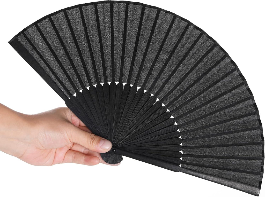 2 Stück Handfächer Faltventilator Chinesischer Handfächer Hochzeitsfächer Fan Orientalischer Tuch Stoff Fan Für Tanz, Schwarz Taschenfächer Faltfächer Klappfächer Für Hochzeite Geburttag Party DIY