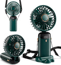Mini-Handventilator, Typ-C Wiederaufladbar, Ventilator Mit Digitalanzeige, 90° Faltbar, 5-Speed Wind, Handheld/Hals/Schreibtisch 3 in 1 Persönlicher Kleiner Ventilator (Tiefgrün)