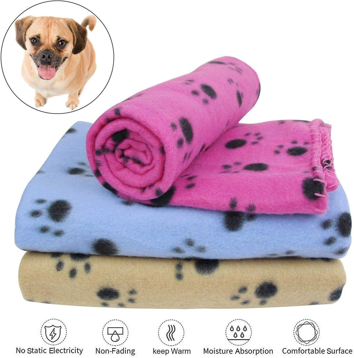 YIQI Haustierdecke Für Hund/Katze, Weich, Schondecke, Winterdecke, Hundedecke Fleece, Katzendecke Tierdecke Liegedecke Pfötchen Matte Farbe Zufällig (60 X 70 Cm)