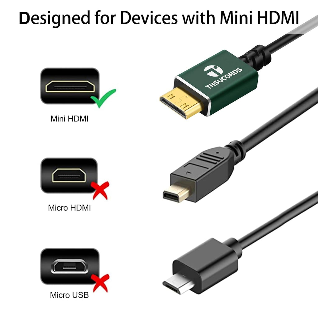 Thsucords Hyper Slim Mini HDMI Auf HDMI Kabel 3M, Ultradünnes Und Flexibles HDMI Mini Kabel Unterstützt 3D/4K@60Hz/18Gbps/1080P Kompatibel Mit Laptop, TV, Monitor, Projector