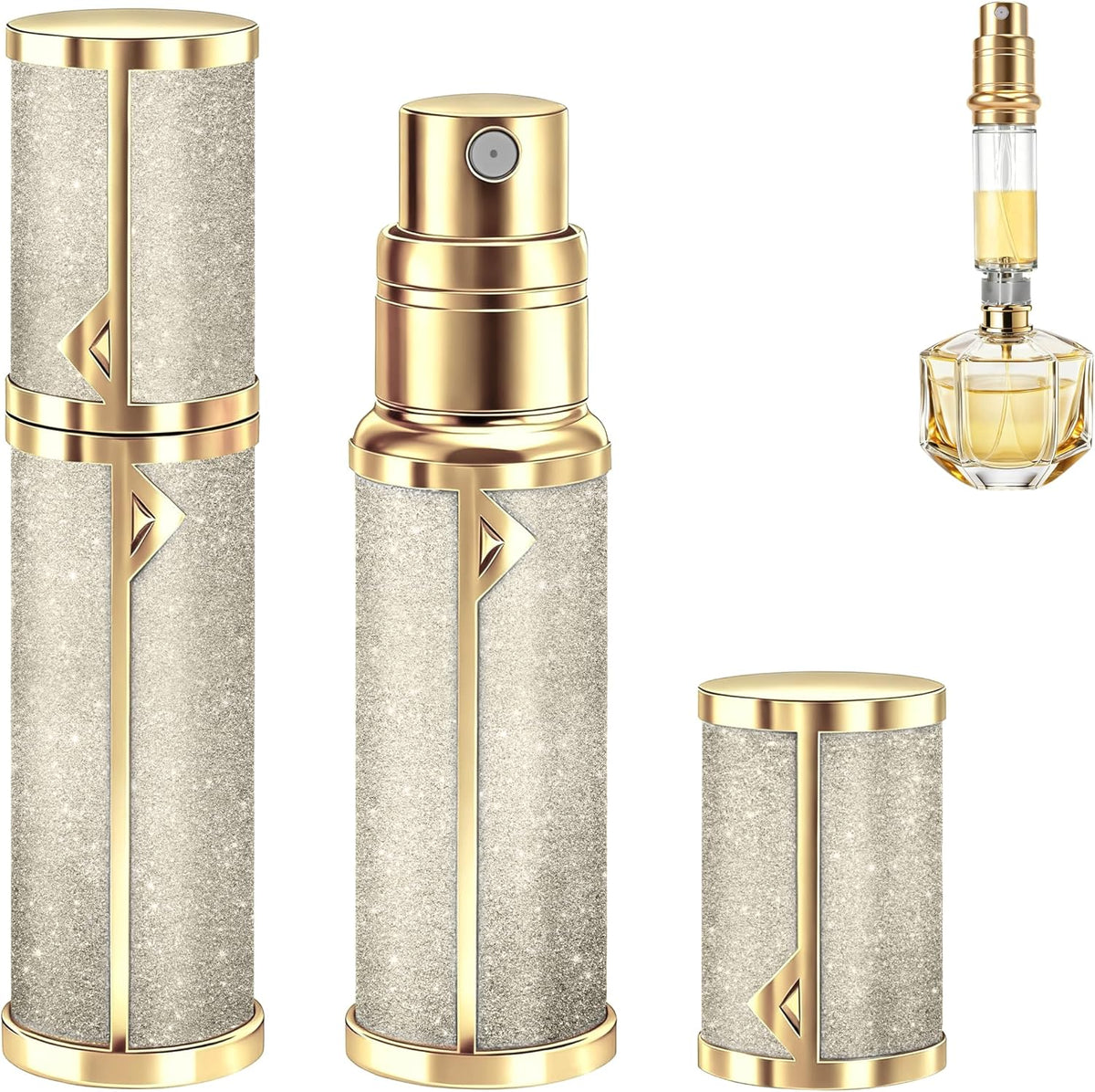 Parfümzerstäuber Für Unterwegs Nachfüllbar, Parfüm Abfüller 5Ml | Vakuum-Dichtung, Sprühflasche, Feiner Nebel, Aluminium, 2 Adapter, Tropfsicher & Praktisch Für Reise&Alltag, Schwarz