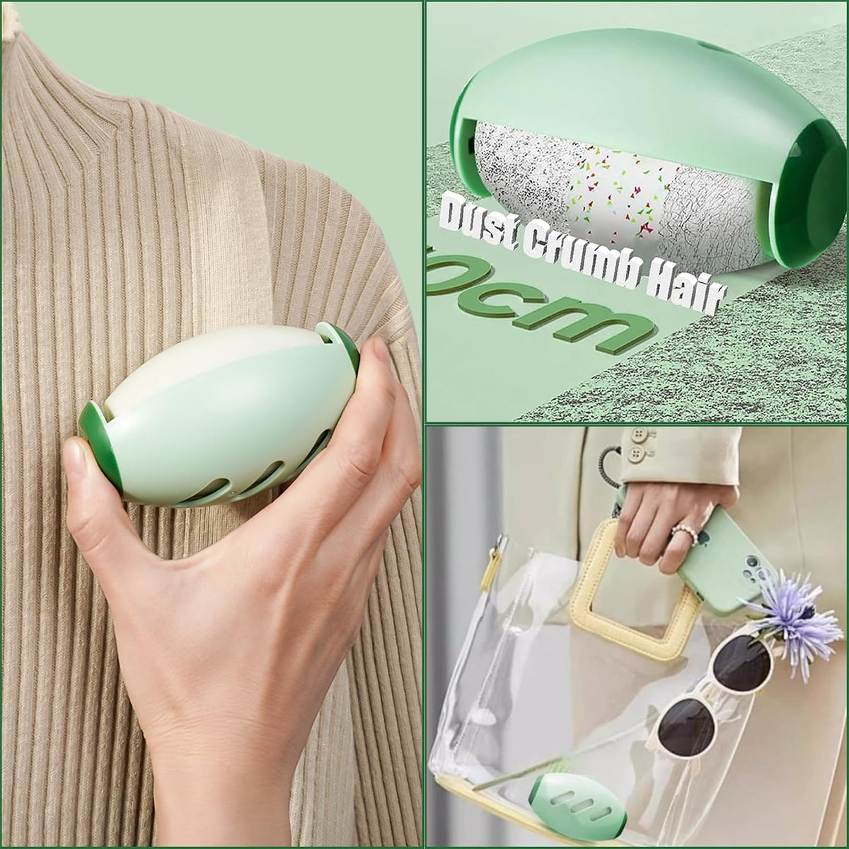 Reusable Lint Roller,Lint Remover for Clothes,Fusselrolle Kleidung,Waschbare Klebrige Gel Fusselrolle Ball Für Haustier Haar,Wiederverwendbarer Gel-Fusselroller Für Kleidung,Reisen,Haus (Grün)