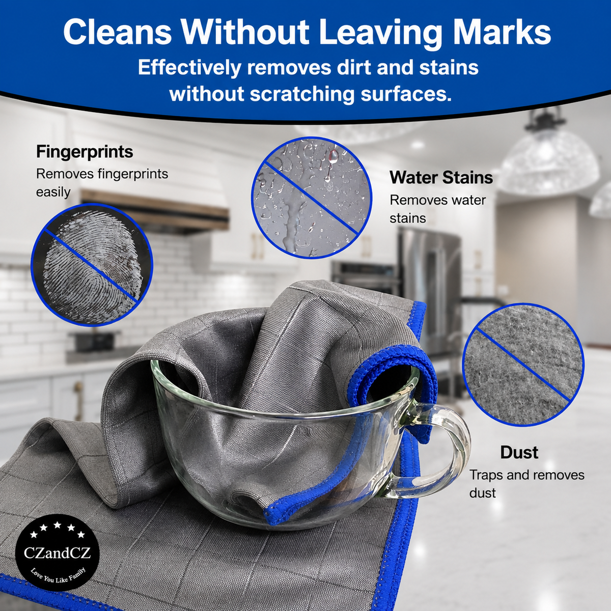 Carbon Fiber Microfiber Cleaning Cloths 4-Pack – 400 GSM, Streak-Free, 40x40 cm