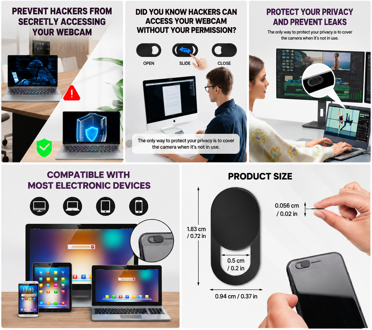 Webcam Cover Set 10-Pack – Ultra-Thin Privacy Camera Covers for Laptop, MacBook, PC, Smartphone & Tablet