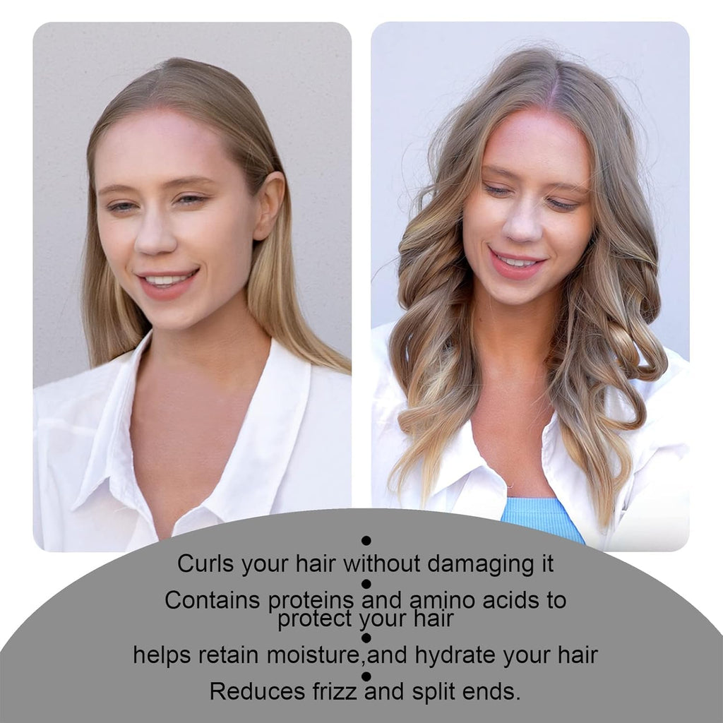Lockenstab-Stirnband Ohne Hitze Für Damen, Lockenband Mit Haarspangen Und Haargummi, Locken Im Schlaf, Seidenband-Haarwickler, Rosa