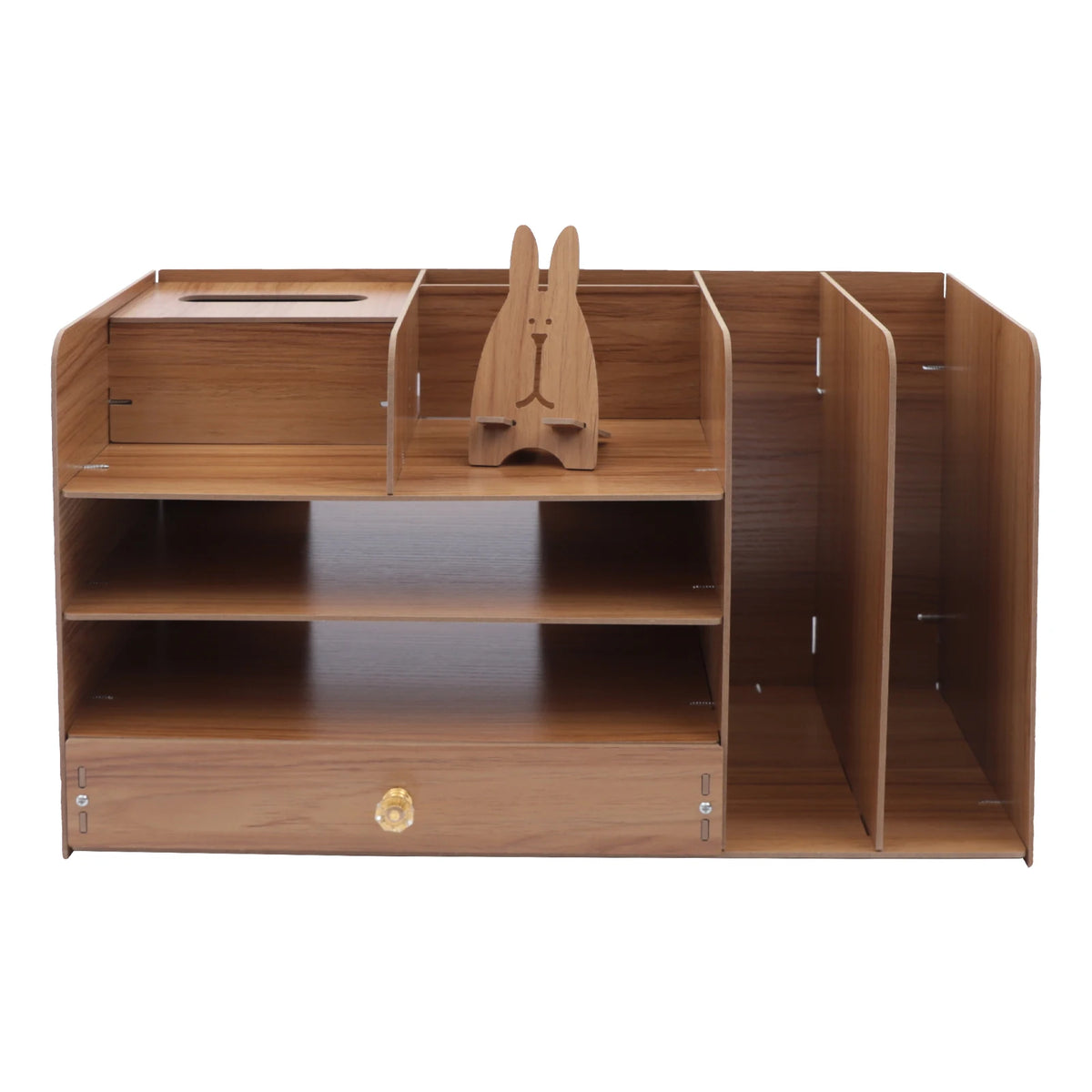4-Layer Desktop Organizer A4 File Organizer Office Stationery Book Storage Rack with Phone Stand Tissue Box 48*23*28Cm