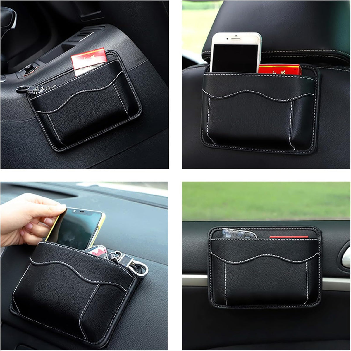 Seitentasche Für Autositze, Selbstklebende Autositz Organizer Aus Pu-Leder – Aufbewahrungstasche Für Handy, Schlüssel & Dokumente, Car Organizer Für Auto Innenraum Zubehör 12X17 Cm