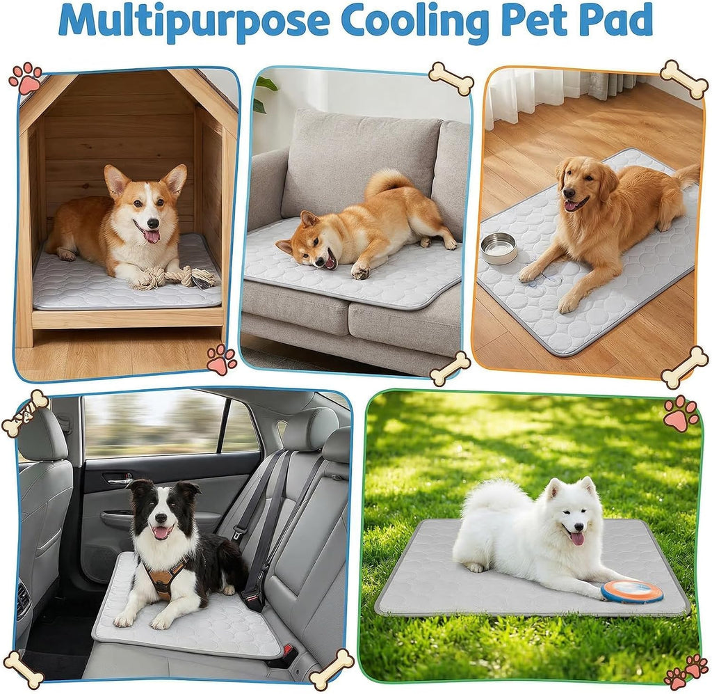Qoosea Kühlmatte Für Hunde Selbstkühlende Hundematte, Komfortabel Pet Cooling Mat Kühldecke Waschbar Pad Kältematte Für Haustiere Ungiftiges, Faltbar Kühlmatte Hunde Katzen Für Sommer (50*40CM, Grau)