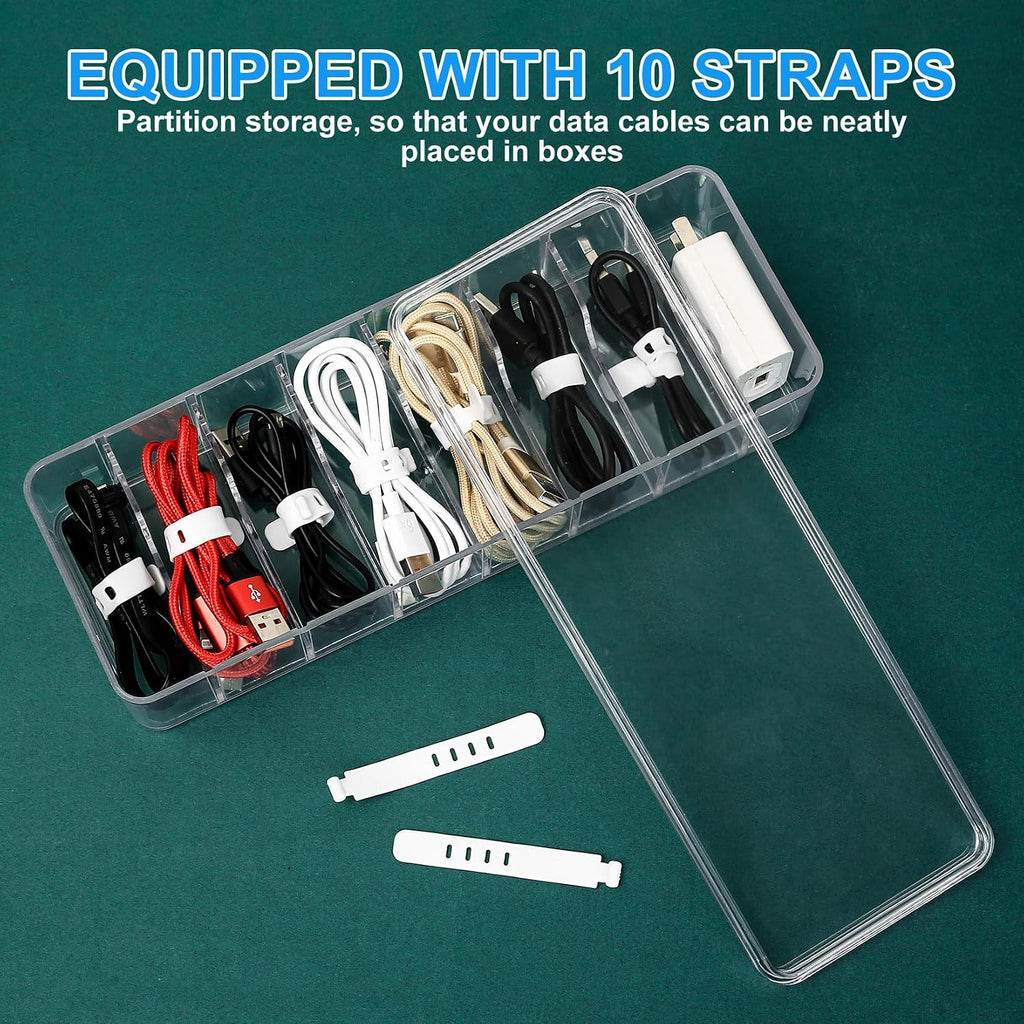 Kabel Aufbewahrungsboxen Organizer, Transparenter Kunststoff Kabel Organizer Box Mit 8 Fächern, Kabelmanagement Box Mit Deckel, Für Schreibtisch Büro Zuhause