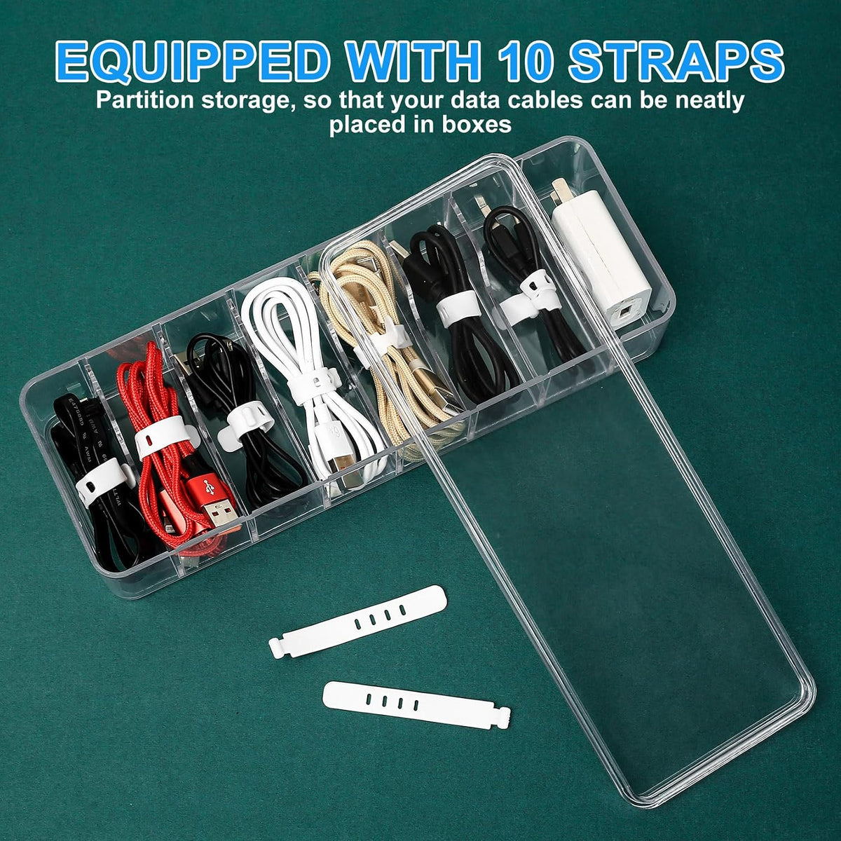 Kabel Aufbewahrungsboxen Organizer, Transparenter Kunststoff Kabel Organizer Box Mit 8 Fächern, Kabelmanagement Box Mit Deckel, Für Schreibtisch Büro Zuhause