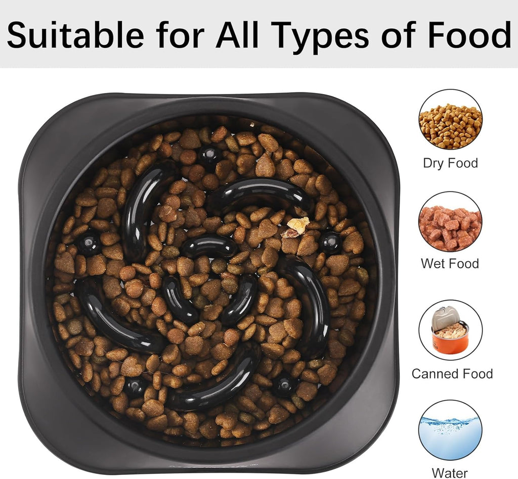 Mateeylife Hundenpfe, Langsamer Fressnapf, Anti-Erstickungs-Puzzle, Interaktiver Futternapf Fr Kleine/Mittelgroe Hunde, Hundenpfe Zum Verlangsamen Des Essens, Kleiner Hundenapf, Schwarz, 2 Tassen