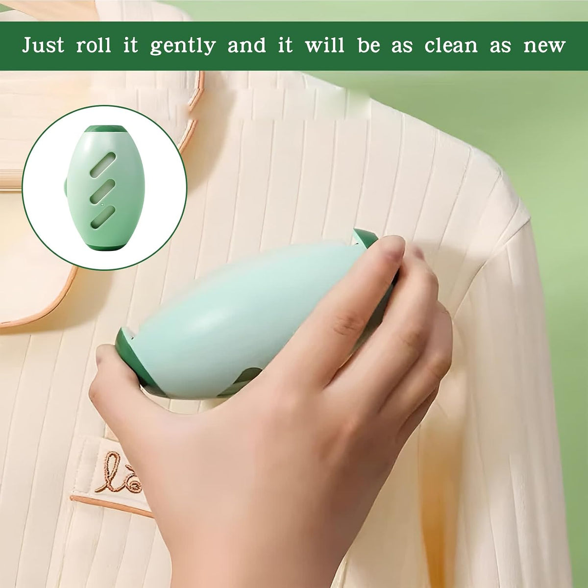 Reusable Lint Roller,Lint Remover for Clothes,Fusselrolle Kleidung,Waschbare Klebrige Gel Fusselrolle Ball Für Haustier Haar,Wiederverwendbarer Gel-Fusselroller Für Kleidung,Reisen,Haus (Grün)