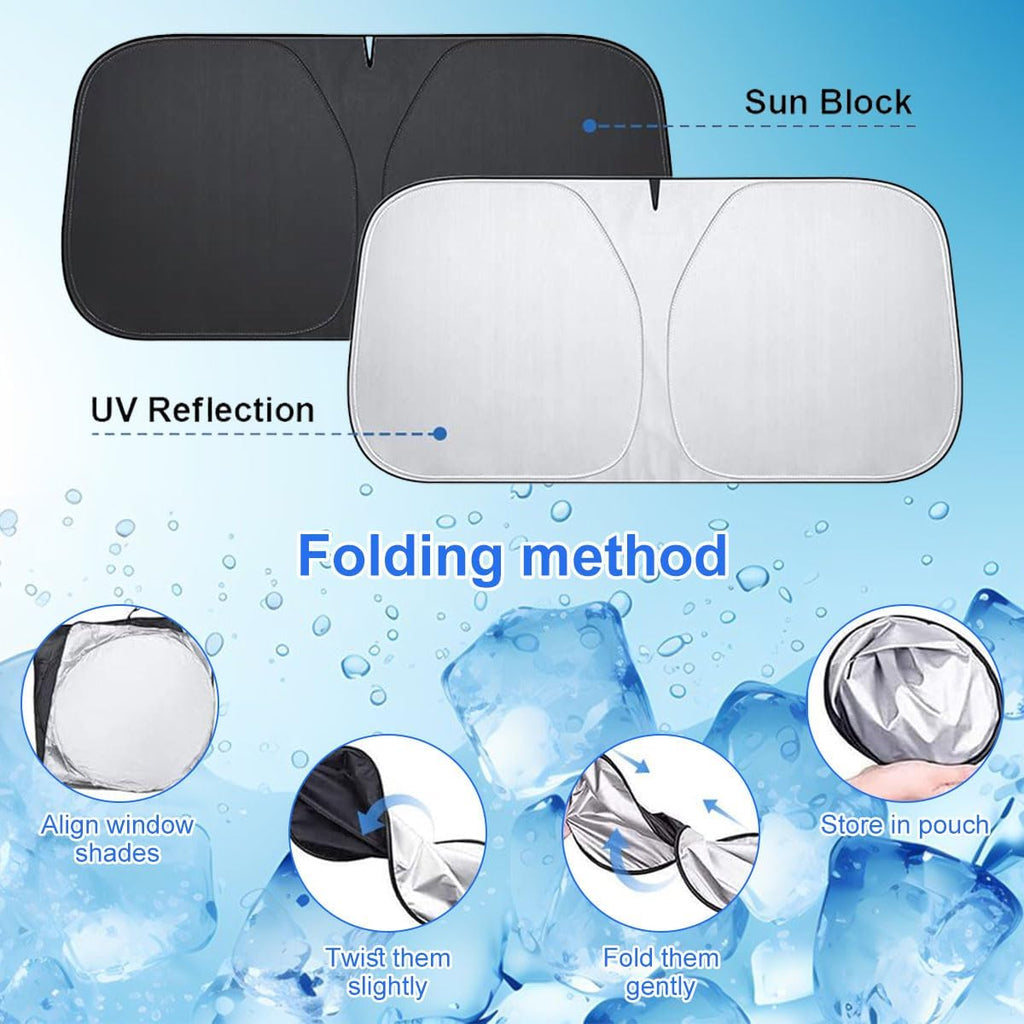 Sonnenschutz Auto Frontscheibe,Sommer Sonnenschutz Auto,Windschutzscheibe Sonnenblende,Auto Sonnenschutz Frontscheibe Innen,Sonnenblende Vorne Faltbar,Blockiert Uv-Strahlen,150X70 Cm