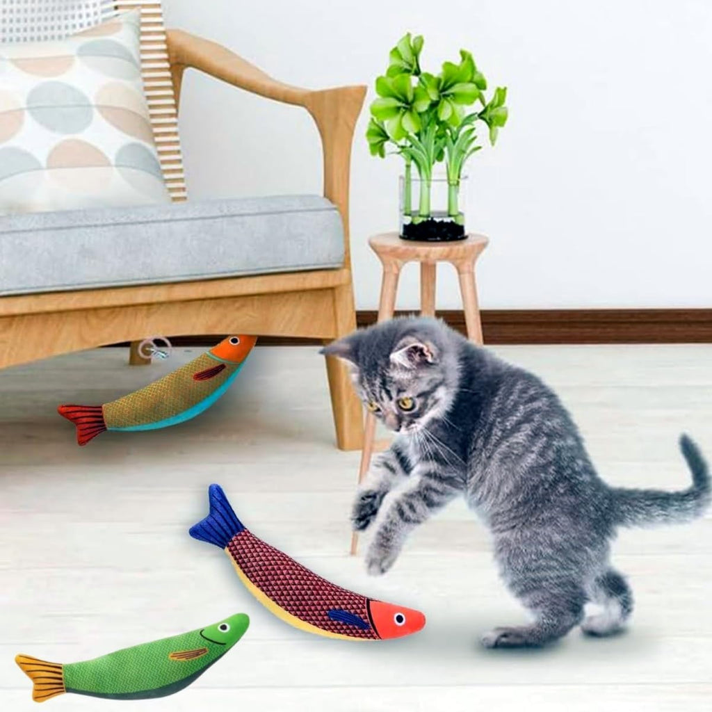 Spielzeug Mit Katzenminze,3 Stück Katzenminze Katzenspielzeug,Fische Simulation Waschbares Katzen Spielzeug,Plüsch Katzenspielzeug,Cartoon-Kätzchen,Interactive Cat Toy,Kitten Spielzeug