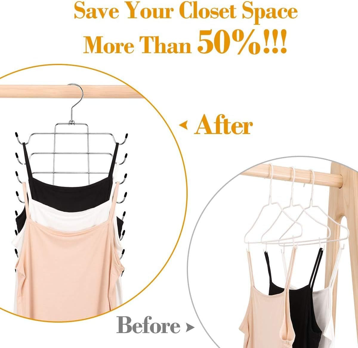 Folding Platzsparende Kleiderbügel Closet Organizer Edelstahl Kleiderbügel Kleiderschrank Aufbewahrungsschrank Für Tank Tops, Cami, BHS