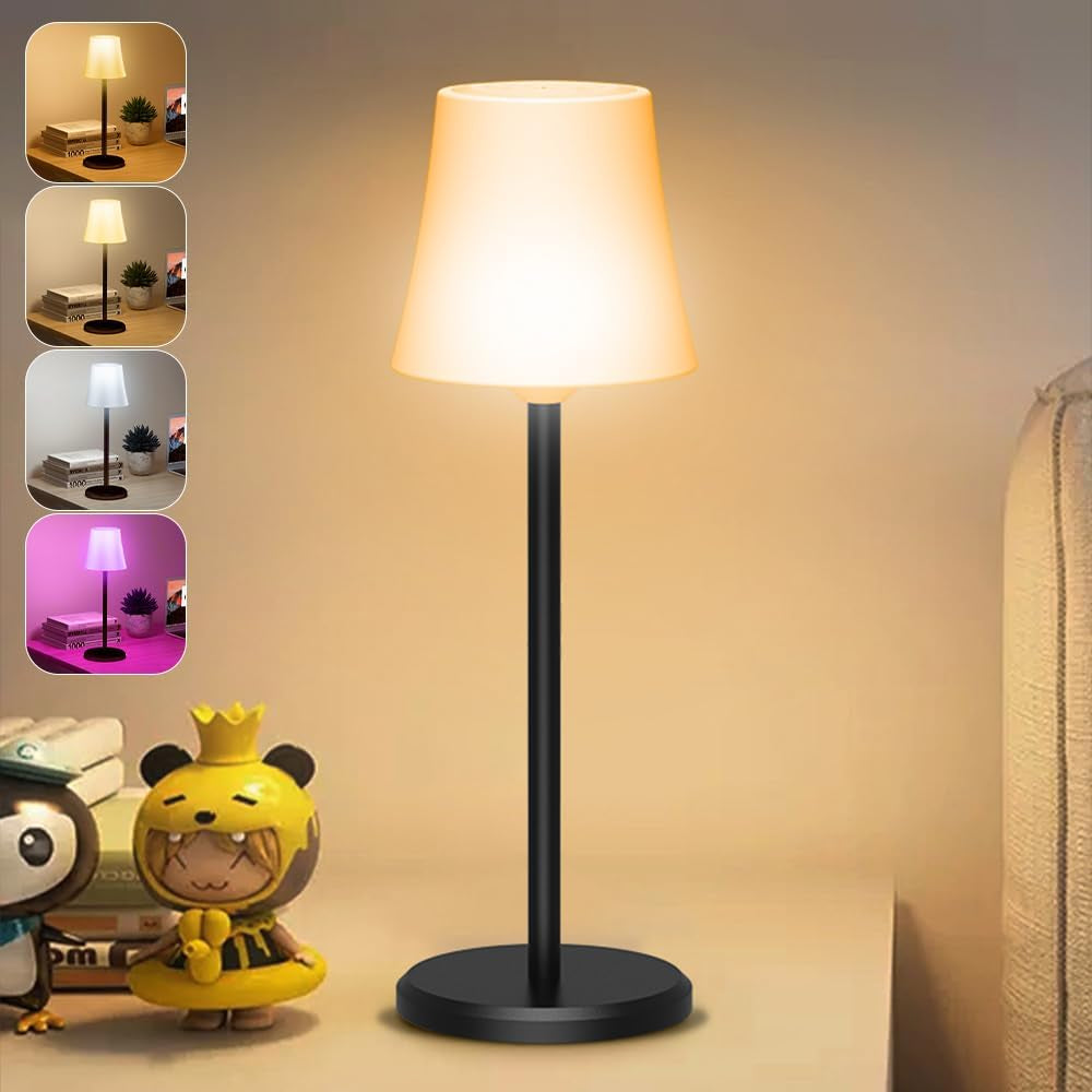 Tischlampe Kabellos Mit 3 Farbmodi+ RGB LED Tishcleuchte Aufladbar Akku Touch Control Stufenlos Dimmbar Nachttischlampe IP54 Wasserdicht Für Wohnzimmer Outdoor Esszimmer Camping Balkon Bar