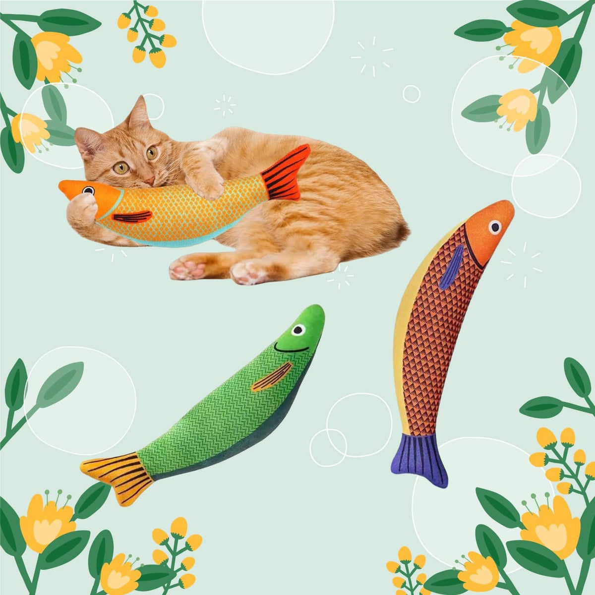 Spielzeug Mit Katzenminze,3 Stück Katzenminze Katzenspielzeug,Fische Simulation Waschbares Katzen Spielzeug,Plüsch Katzenspielzeug,Cartoon-Kätzchen,Interactive Cat Toy,Kitten Spielzeug