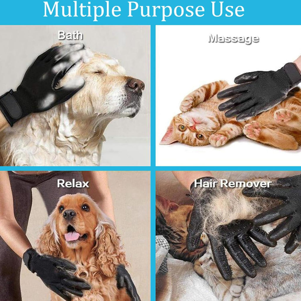 Handschuh Enthaarungshandschuhe Für Hunde Katzen, Haustierpflege Fellwechselpflege Putzhandschuhe Pet Bürste Grooming Gloves Pet Massagege, EIN Paar, Blau
