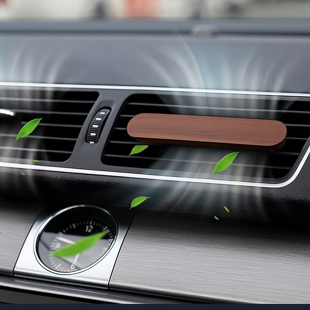 Auto Lufterfrischer 2 Stück Auto Diffusor Für Ätherische Öle Holz Auto Duft Innenraum Auto Vent Diffuser Mit 8 Nachfüllauflagen Für Mehr Fahrspaß Und Fahrfreude (Ohne Öl)