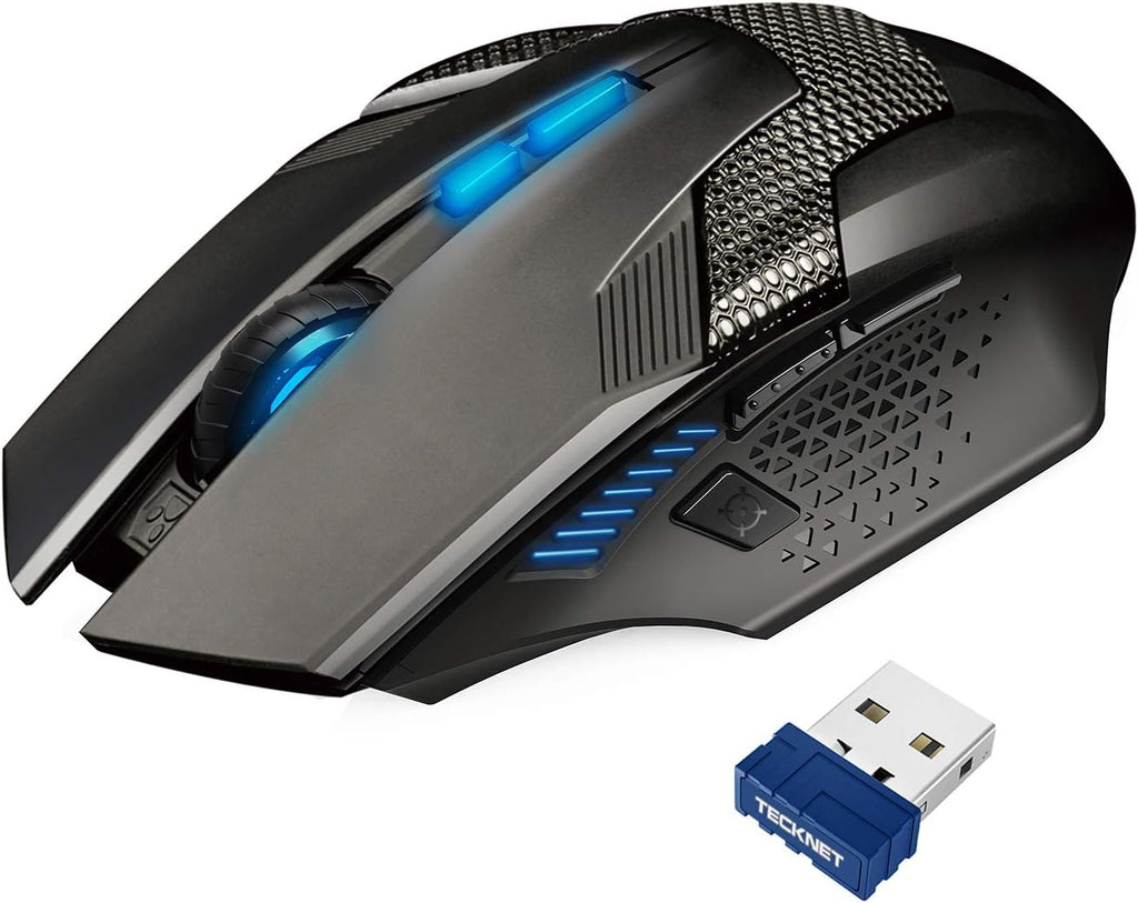 TECKNET Kabellose Gaming Maus, 2,4 Ghz Wireless Mouse Gaming Mit Schnellfeuertaste, 8 Tasten, 4800 DPI, 20 Millionen Klicks, Ergonomische Optische Maus Für Pc/Mac/Laptop