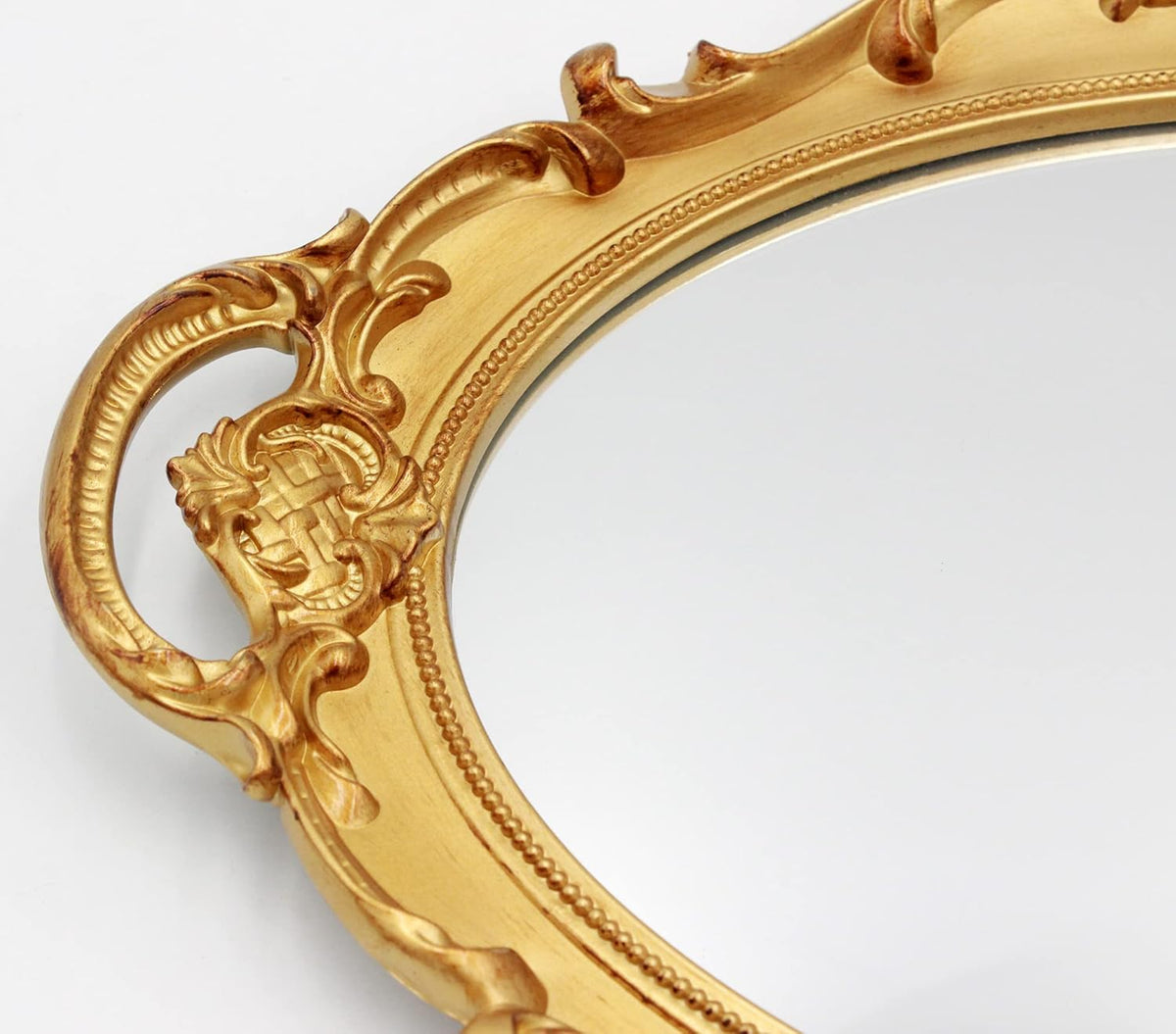 Vintage Spiegel Klein Wandspiegel Hängespiegel 36,8 X 25,4 Cm Oval Gold
