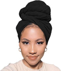 4 Stück Stretch Jersey Turban Head Wrap Knit Headwraps Urban Hair Scarf Solid Color Breathable Ultra Soft Extra Long Head Band Tie for Women