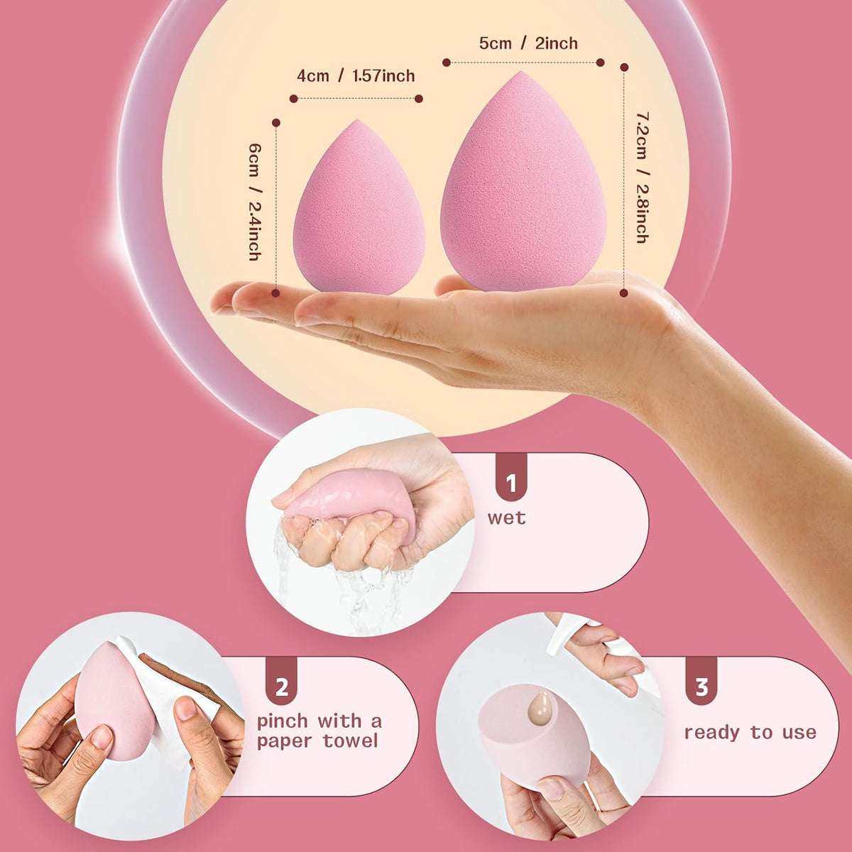 Aiqinu 12 Stück Make up Schwamm, Makeup Sponge Set, Beauty Sponge Für Flüssiges Foundation Puder, Foundation Puff Kosmetik Werkzeug