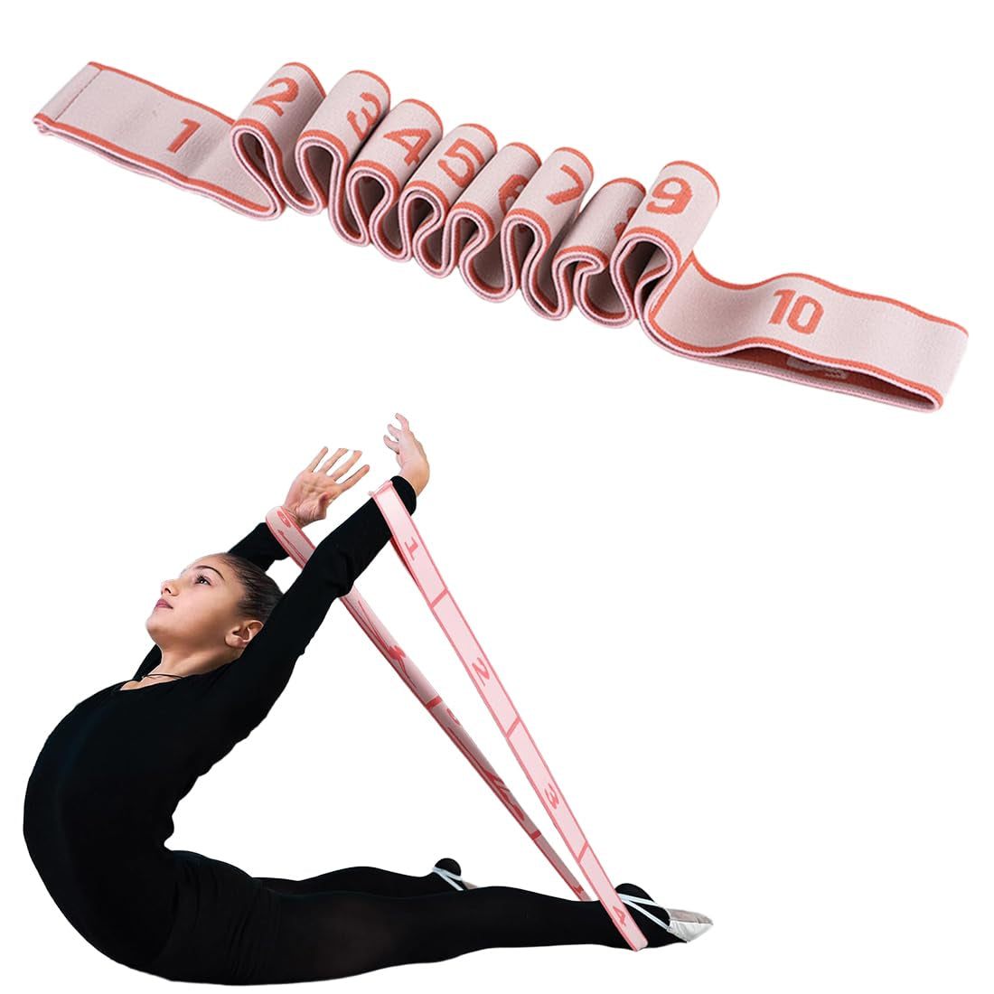 Yoga Stretching Strap Mit 9 Schleifen, Stretchband, Gurt, Stretchriem, Fitness Stretchband, Hochelastischer Gymnastikband Für Pilates, Tanz, Gymnastik