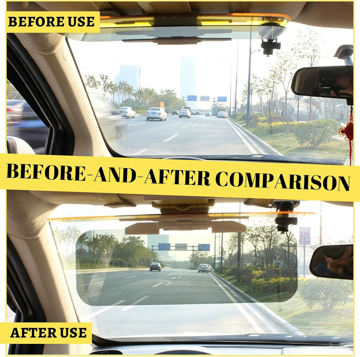 2-In-1 Sonnenblende Auto Windshield Sunshade Nacht Car Sun Shade | Kontrastverstärker Sichtschutz Gegen Sonne Scheinwerfer Windschutzscheibenblende anti Blendung Für SUVS Lkws