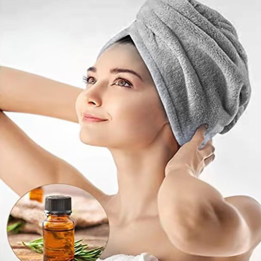 Mikrofaser Haarturban Turban Handtuch Mit Knopf Schnelltrocknend Haarhandtuch Haar Handtuch Kopfhandtuch Microfibre Hair Towel Für Alle Haartypen Grau