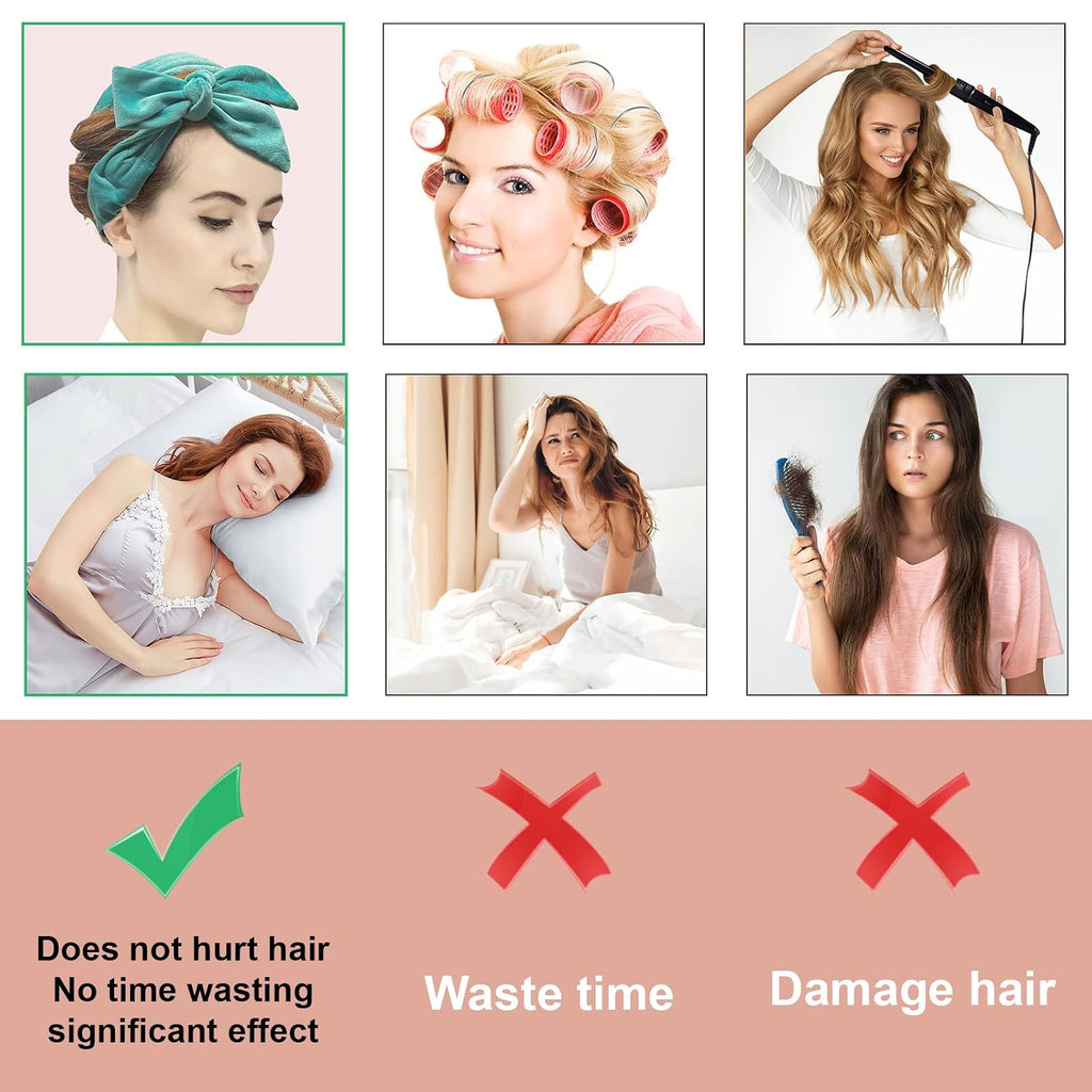 Neu Lockenwickler Locken Ohne Hitze,Heatless Curls Band Lockiges Haar-Set Grün