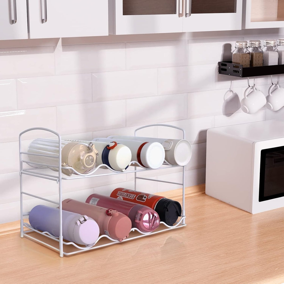 Puricon Water Bottle Shelf Organizer, Weiß, M
