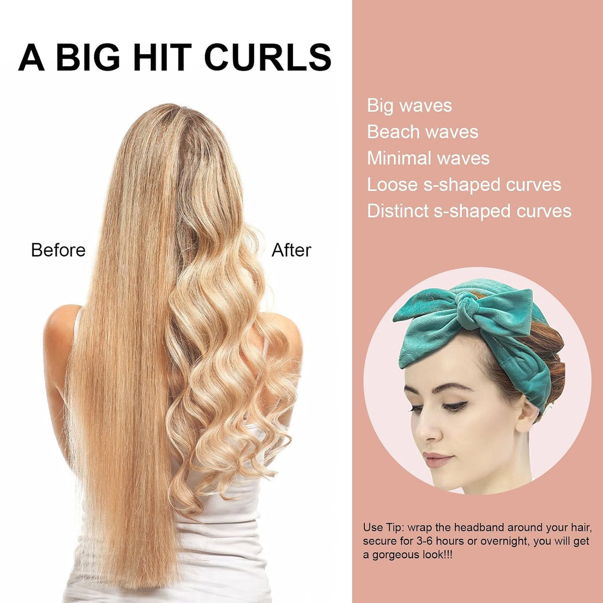 Neu Lockenwickler Locken Ohne Hitze,Heatless Curls Band Lockiges Haar-Set Grün