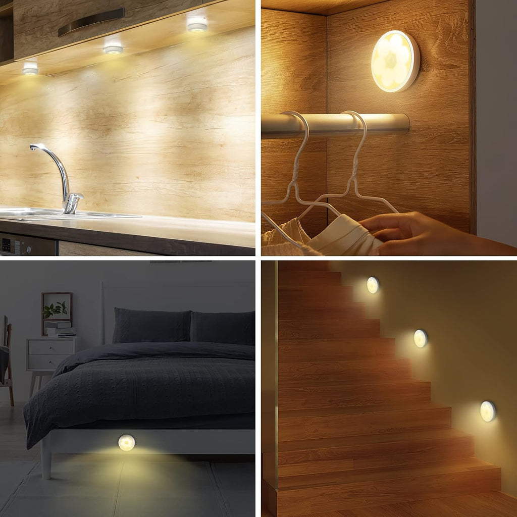 ORIA Bewegungsmelder Licht, LED Nachtlicht Mit Bewegungsmelder Schrankleuchten, Auto On/Off Licht, Batteriebetrieben Schrank Licht, Bewegungsmelder Innen Für Treppen Flur Wandschrank - Warmweiß | Auto On/Off Licht, Batteriebetrieben Schrank Licht, Bewegun