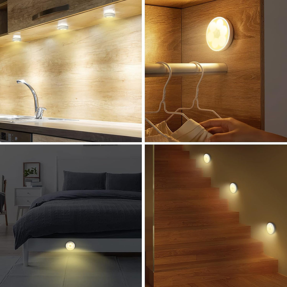 ORIA Bewegungsmelder Licht, LED Nachtlicht Mit Bewegungsmelder Schrankleuchten, Auto On/Off Licht, Batteriebetrieben Schrank Licht, Bewegungsmelder Innen Für Treppen Flur Wandschrank - Warmweiß | Auto On/Off Licht, Batteriebetrieben Schrank Licht, Bewegun