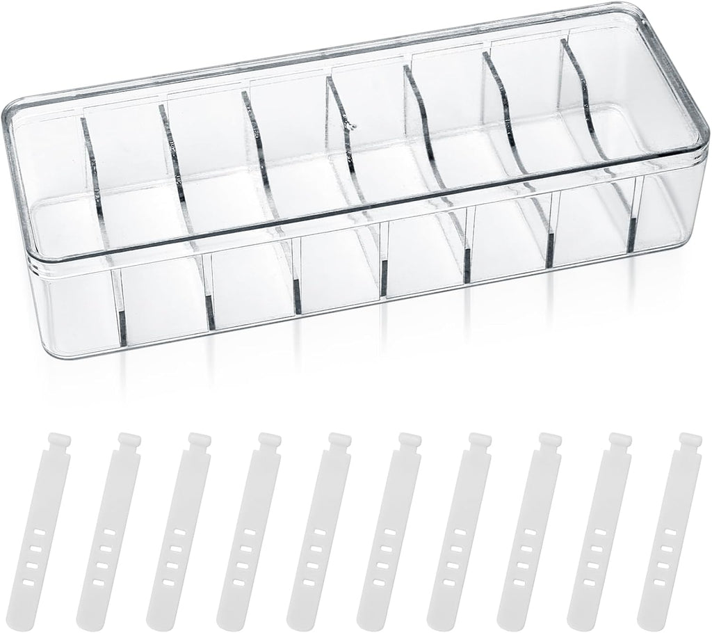 Kabel Aufbewahrungsboxen Organizer, Transparenter Kunststoff Kabel Organizer Box Mit 8 Fächern, Kabelmanagement Box Mit Deckel, Für Schreibtisch Büro Zuhause