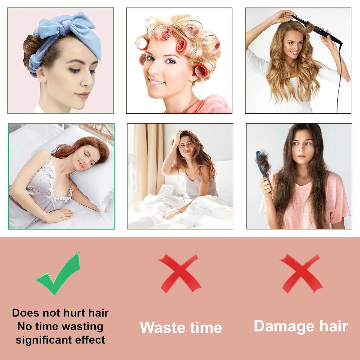 Neu Lockenwickler Locken Ohne Hitze,Heatless Curls Band Samt Über Nacht Mit Haarnadel Rutschfest DIY Hair Curler No Hea Set Haarband Wave Formers Für Mittleres Langes Haar Blau