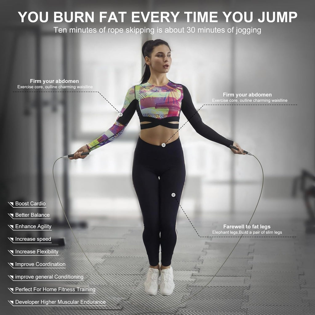 Springseil Erwachsene Fitness, Speed Jump Rope 3M Seilspringen Verstellbar Mit Aluminiumgriff Und 2 Ersatzseile, Selbstsperrende Konstruktion Skipping Rope Für Workout, Boxen, Sport