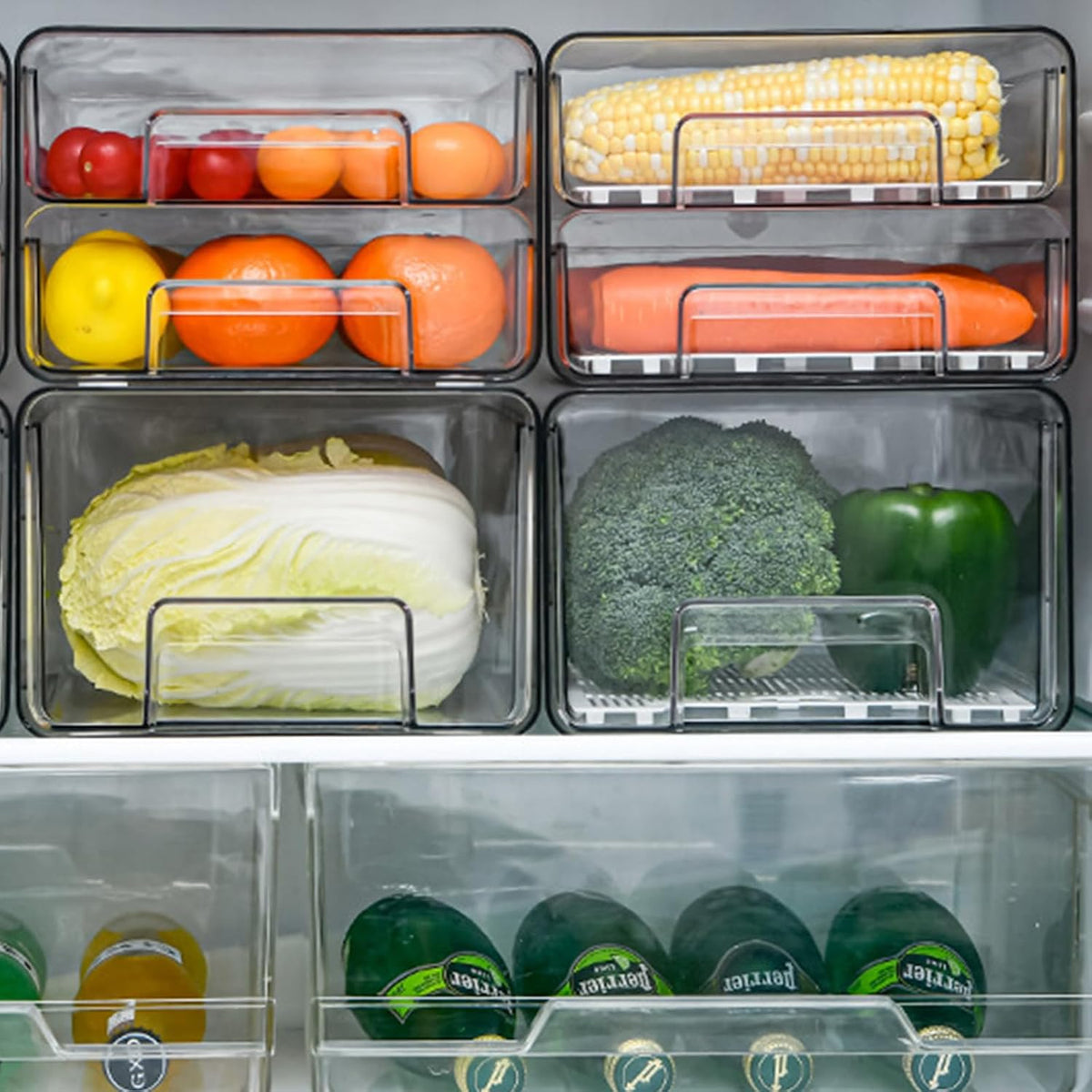 Kühlschrank Organizer Schublade,Doppelschichtig Durchsichtig, 1Pcs | Stapelbar & Wiederverwendbar, Speisekammer Für Wurst, Küche, Gefrierschrank Und Vorratsschrank Organizer