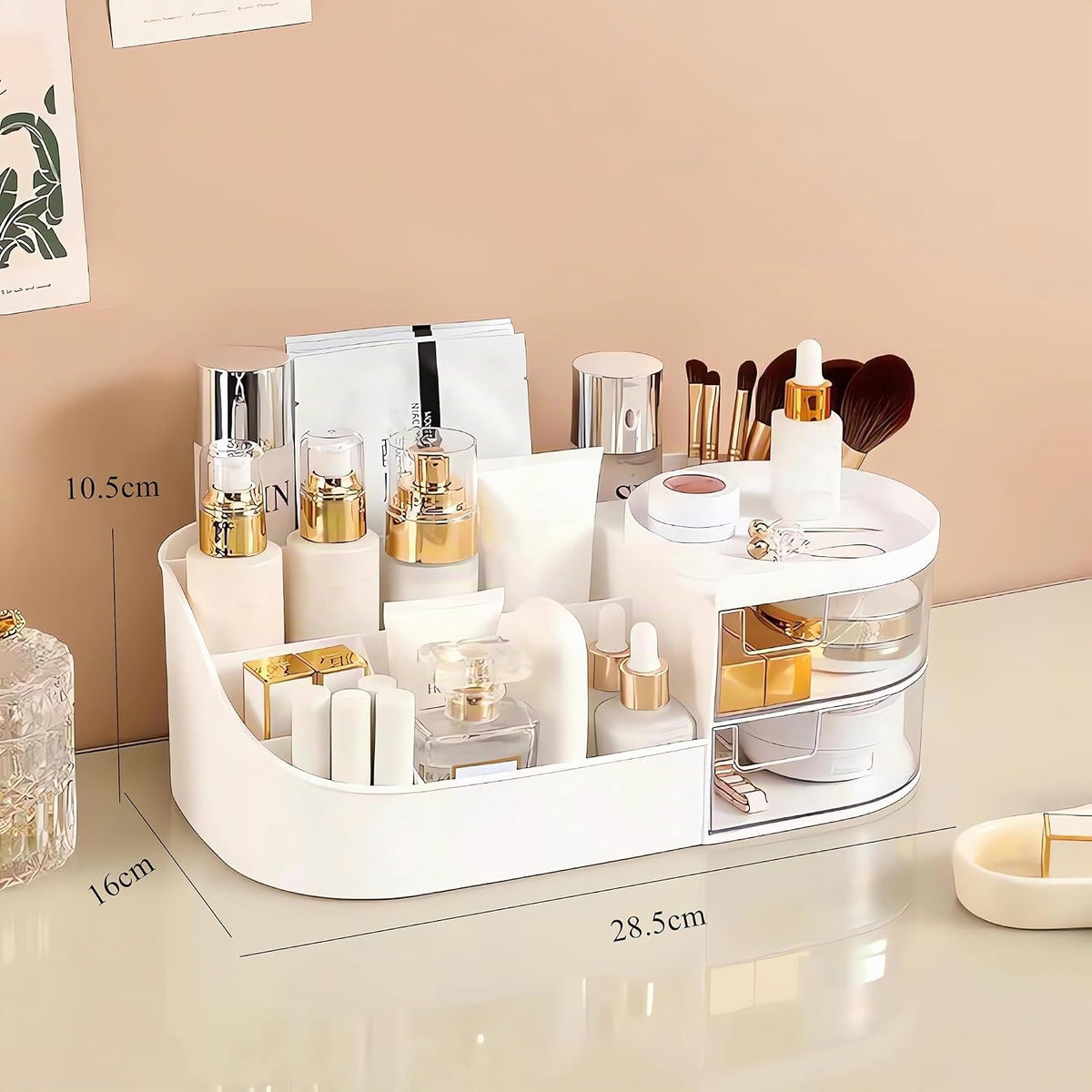 Makeup Kosmetik Organizer Mit Schublade, Countertop Cosmetic Organizer Für Vanity, Mehrzweck Kosmetik Aufbewahrungsbehälter Organizer Für Schminktisch, Schlafzimmer Und Badezimmer Countertop