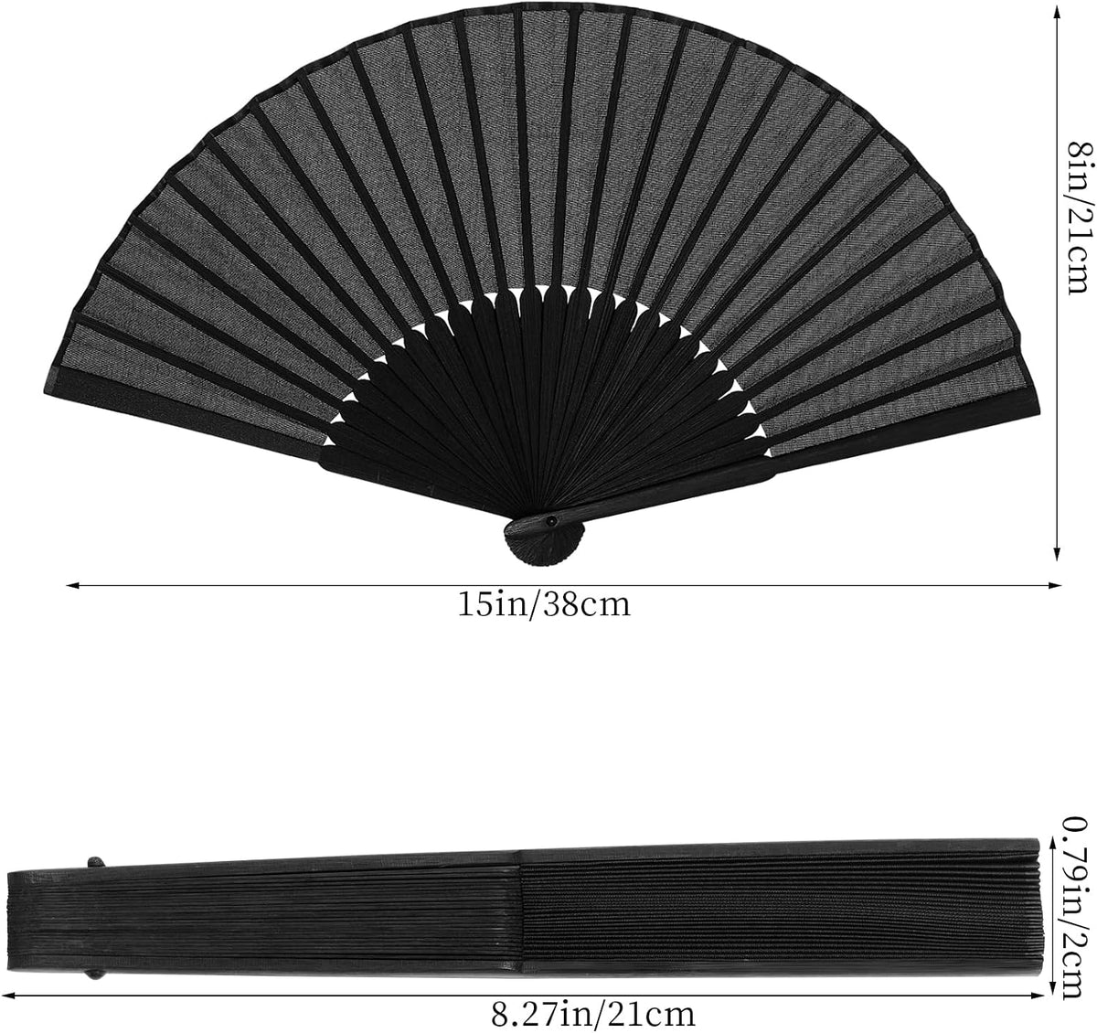 2 Stück Handfächer Faltventilator Chinesischer Handfächer Hochzeitsfächer Fan Orientalischer Tuch Stoff Fan Für Tanz, Schwarz Taschenfächer Faltfächer Klappfächer Für Hochzeite Geburttag Party DIY