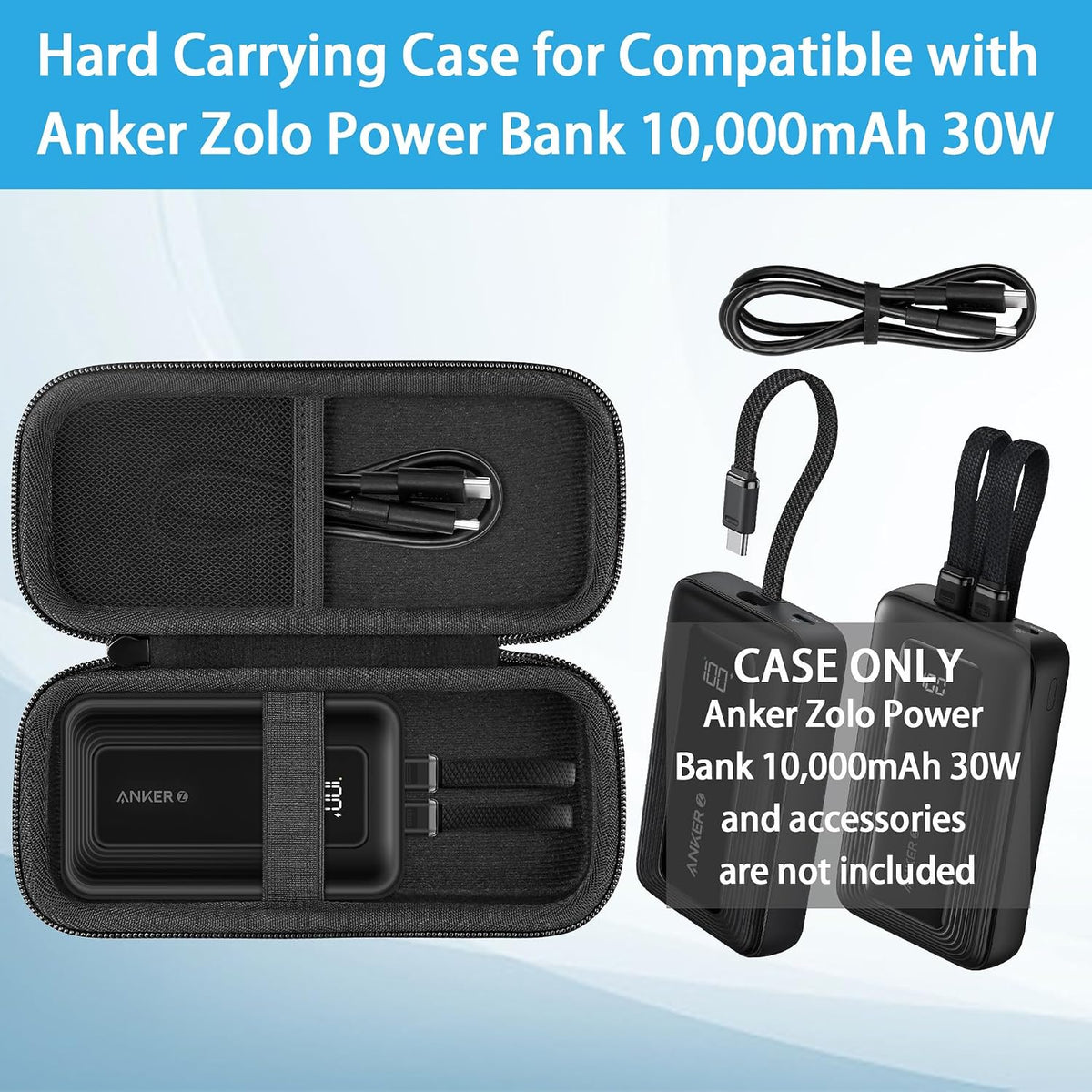 Khanka Hartschalenetui Für Anker Zolo 10.000Mah 30W Power Bank | Für Anker Zolo 10.000Mah 30W Power Bank;Hartschalenetui Zur Aufbewahrung,Nur Etui