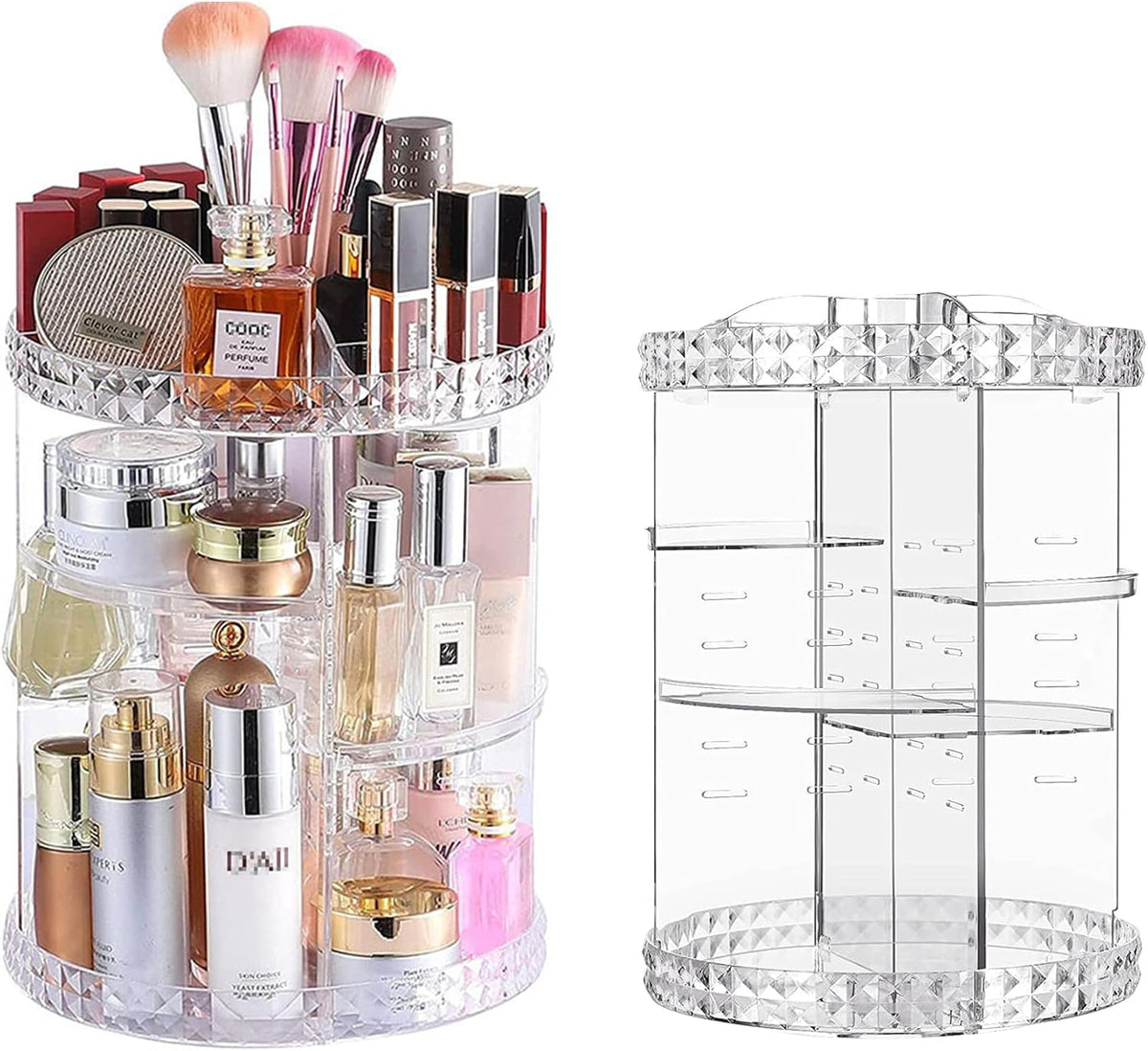 Make-Up Organizer 360° Drehbarer Transparentes Kosmetik Organizer Rotierender Beauty-Make up Aufbewahrungskosmetikbox Für Kommode Schlafzimmer Badezimmer(Clear)
