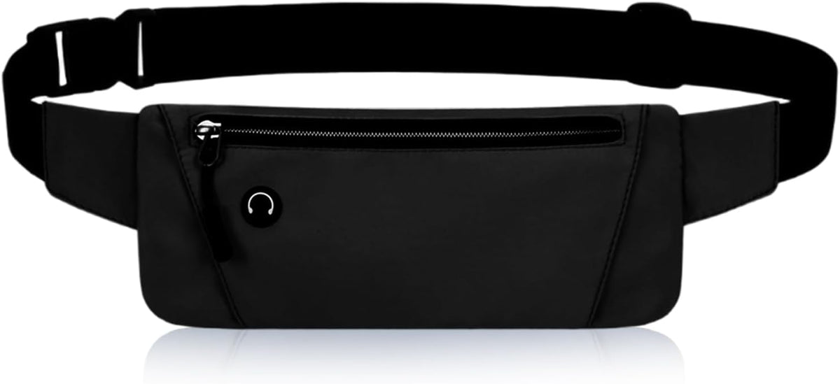 Running Belt – Waterproof Phone Holder Waist Bag with Headphone Port & Adjustable Band (Black)